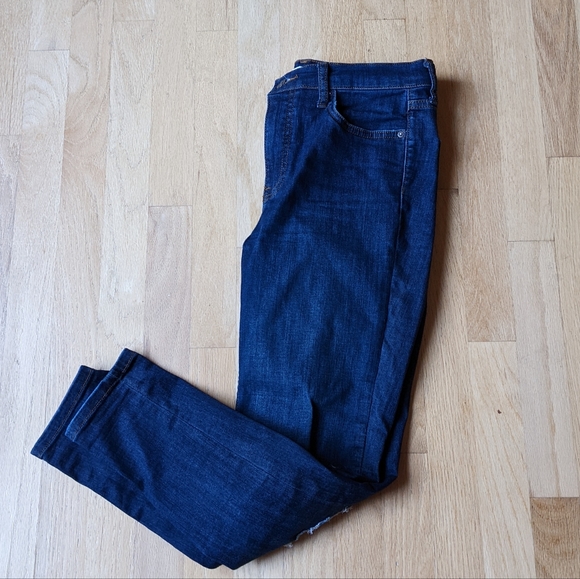 Free People Dark Wash High Rise Busted Knee Skinny Jeans Size 28 - Picture 4 of 5